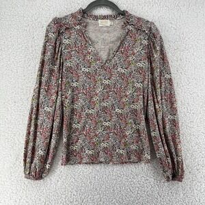 Nation Ltd Claudine Yoked Tee Size XS Superbloom Bohemian Cottagecore Peasant